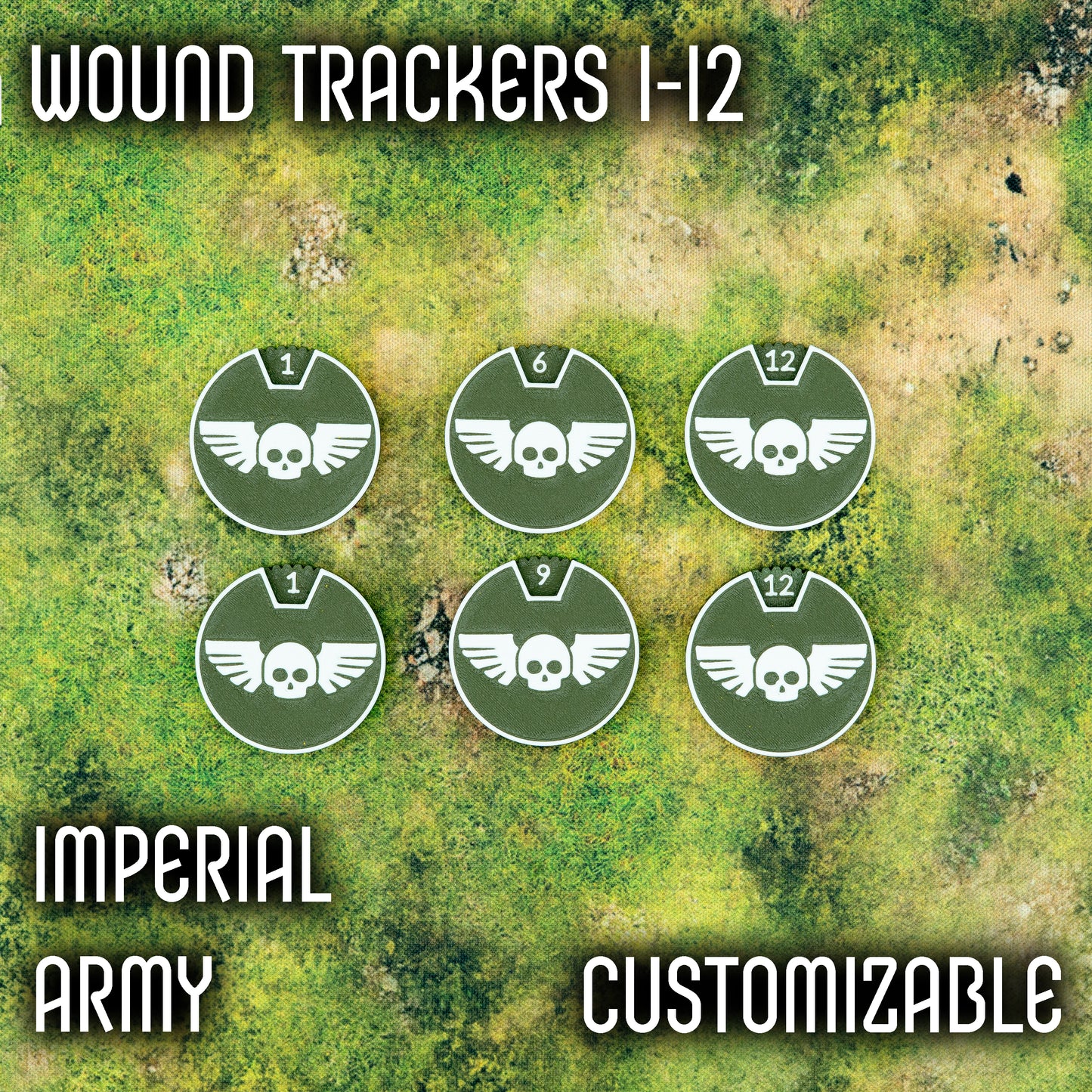 1-12 Wounds Trackers - Imperial Army Style