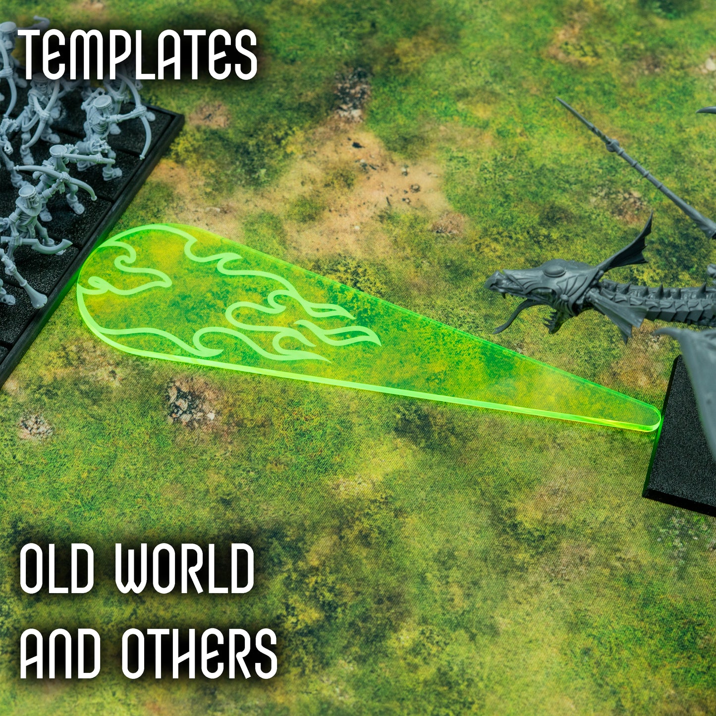 Templatki 3", 5" i Miotacz ognia - Kompatybilne z Warhammer The Old World i Horus Heresy