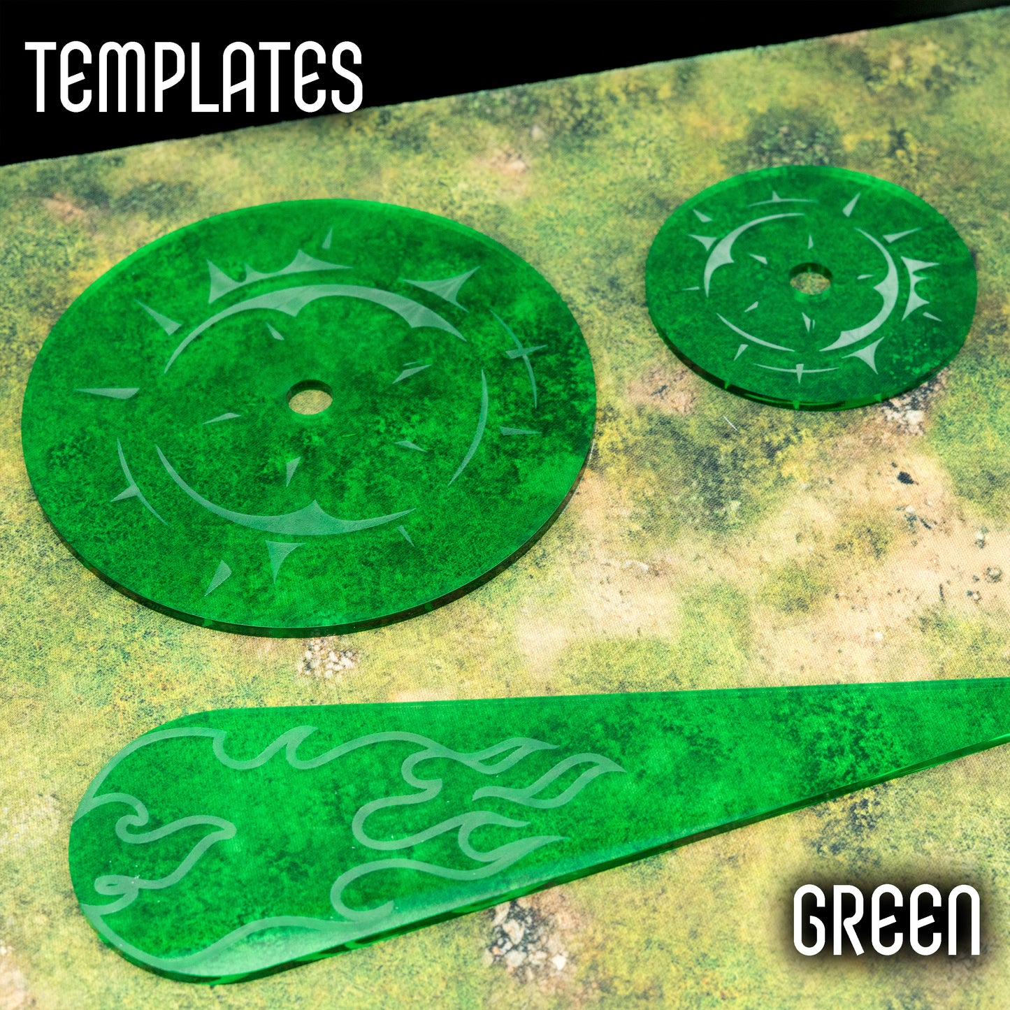 Templatki 3", 5" i Miotacz ognia - Kompatybilne z Warhammer The Old World i Horus Heresy