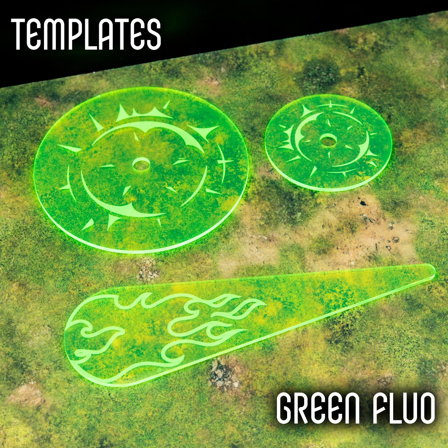 Templatki 3", 5" i Miotacz ognia - Kompatybilne z Warhammer The Old World i Horus Heresy