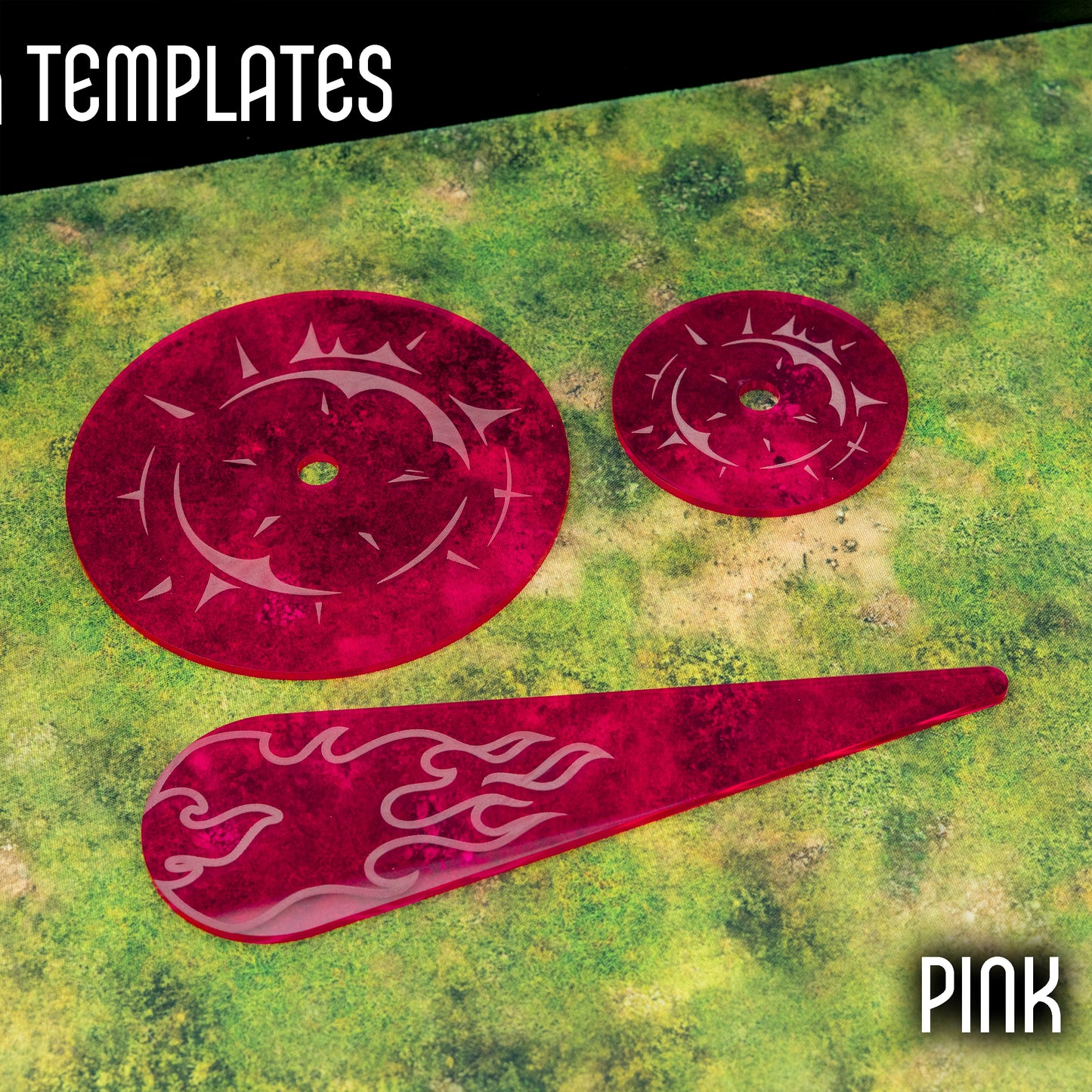 Templatki 3", 5" i Miotacz ognia - Kompatybilne z Warhammer The Old World i Horus Heresy