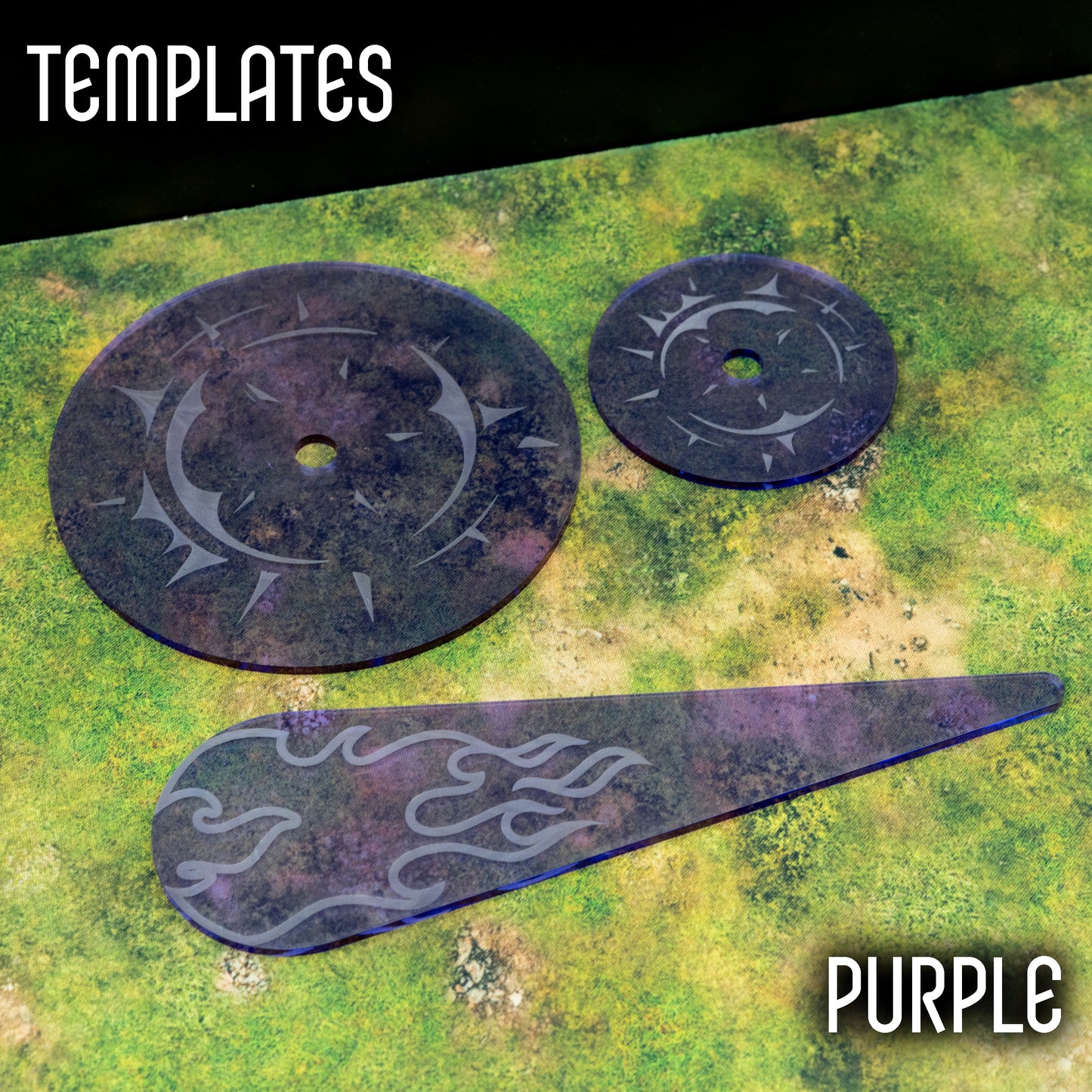 Templatki 3", 5" i Miotacz ognia - Kompatybilne z Warhammer The Old World i Horus Heresy