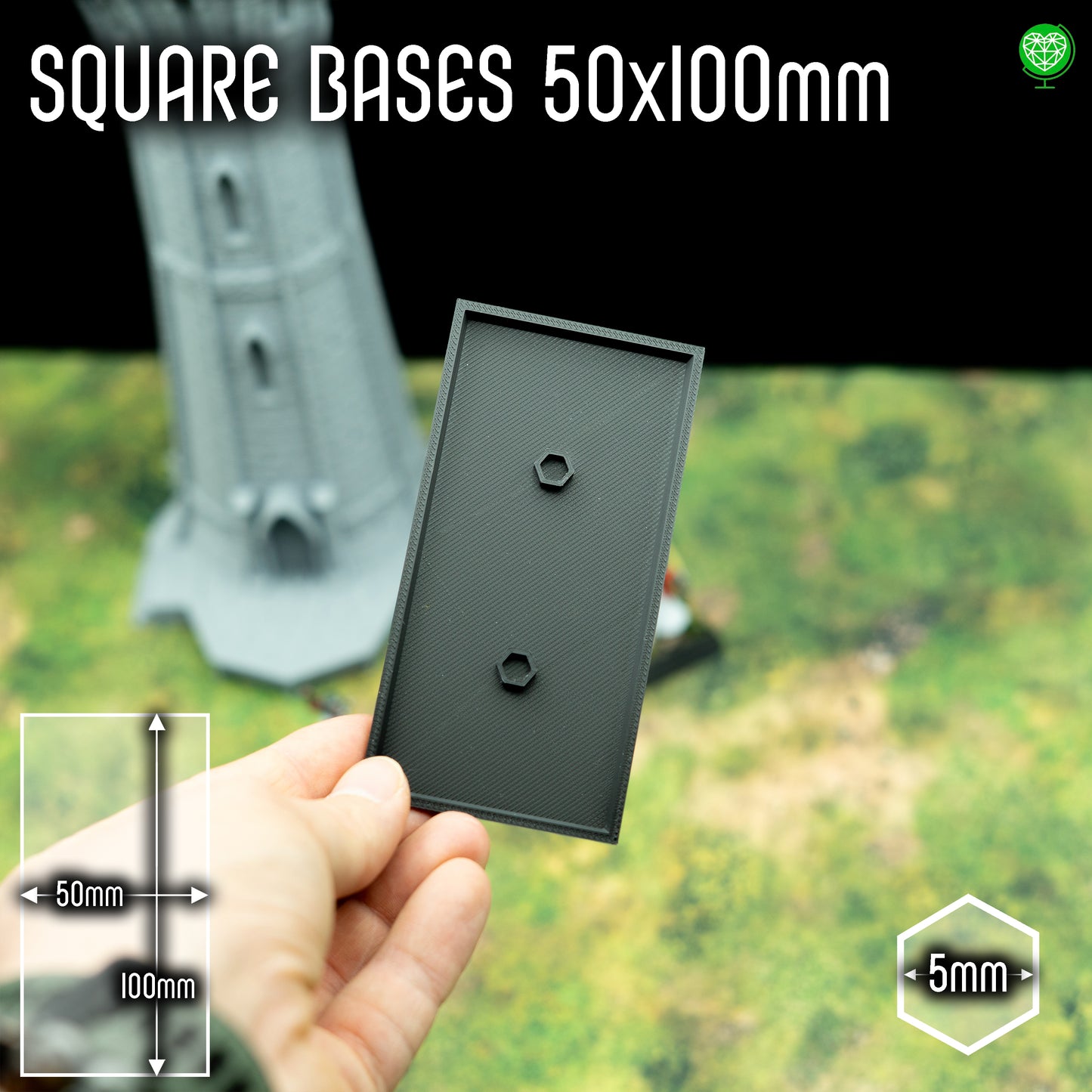 Podstawka kwadratowa - 50x100mm - z miejscem na magnes