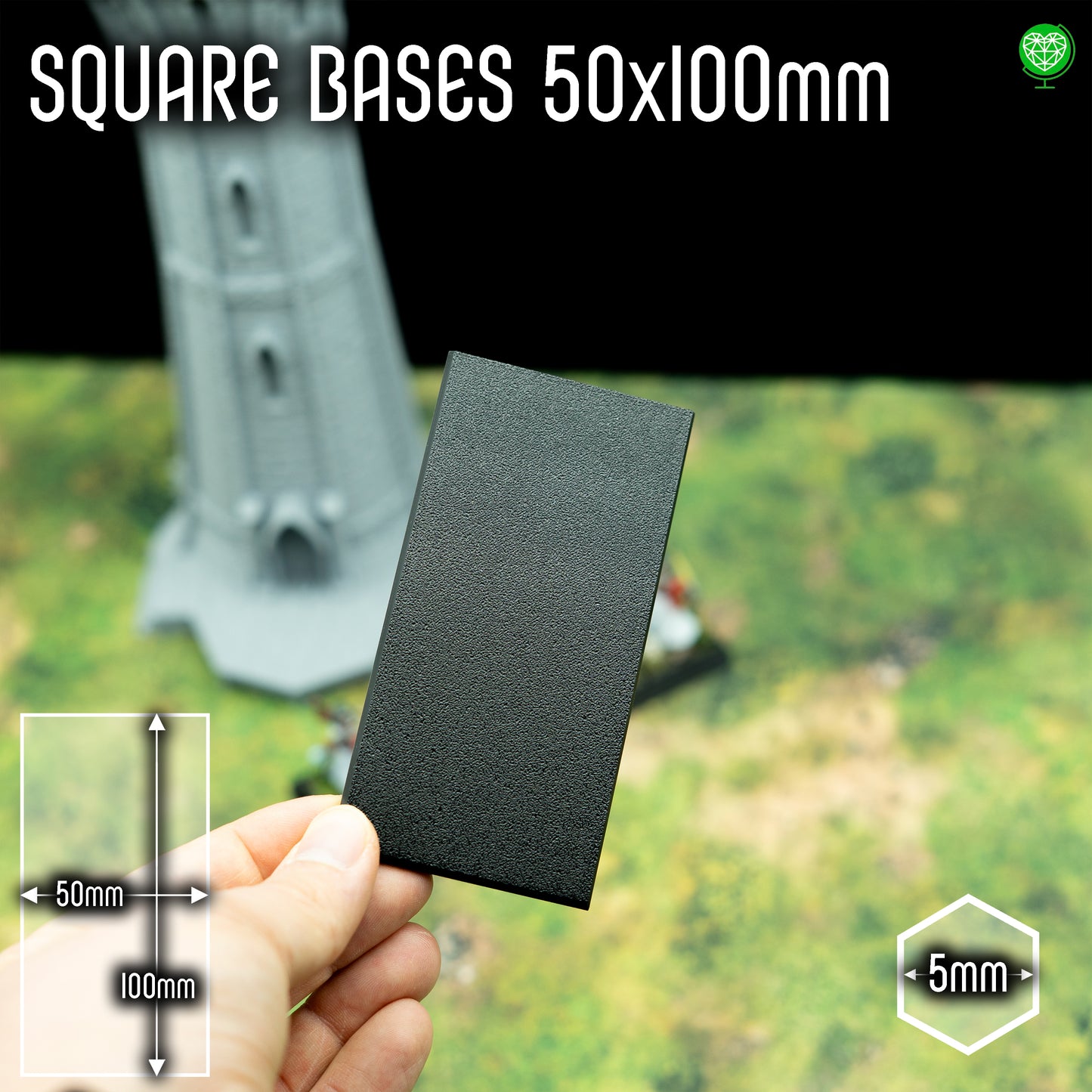 Podstawka kwadratowa - 50x100mm - z miejscem na magnes