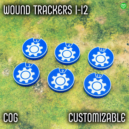 1-12 Wounds Trackers - Cog Style